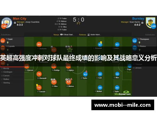 英超高强度冲刺对球队最终成绩的影响及其战略意义分析